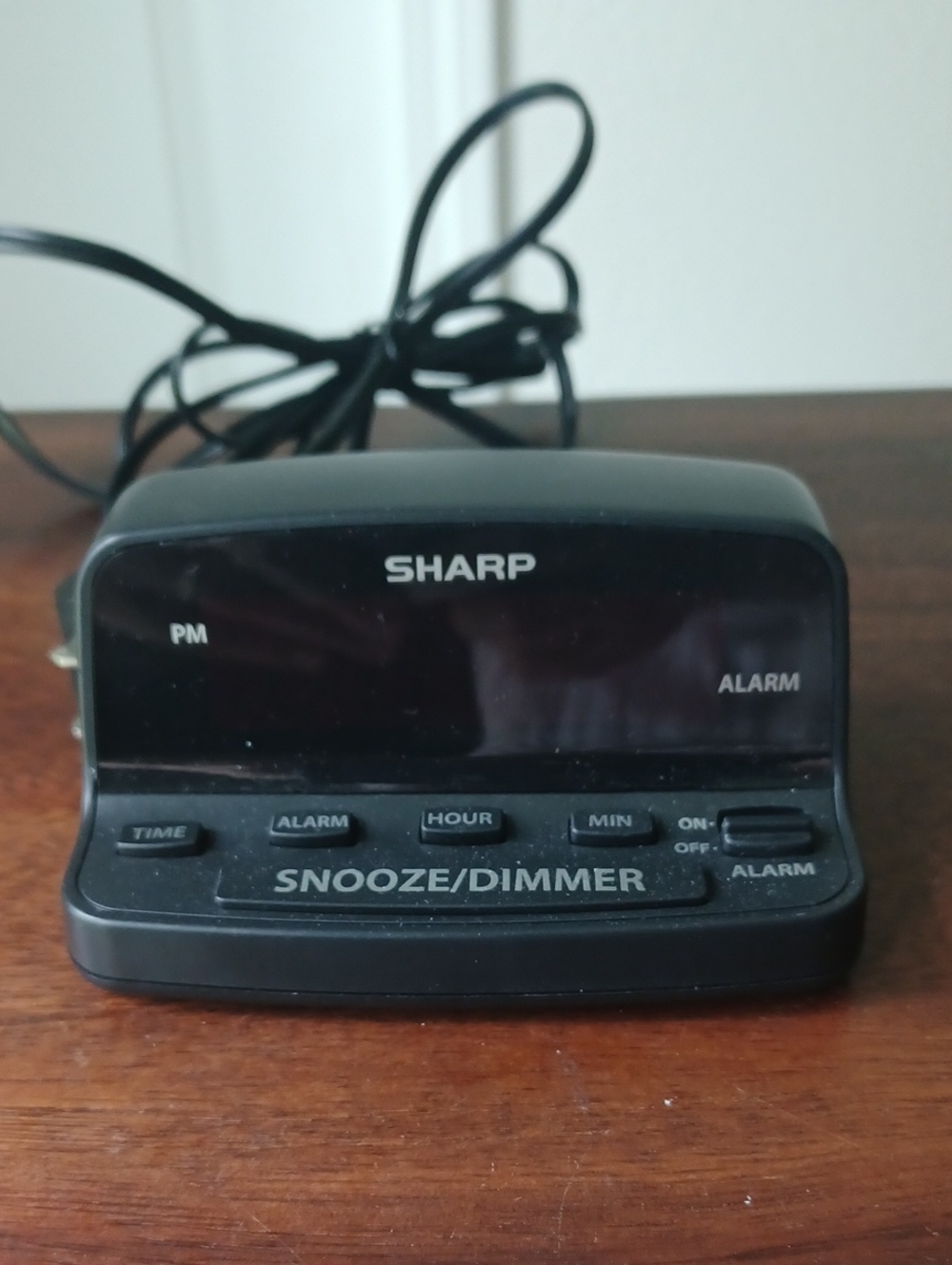 Sharp Black Digital Alarm Clock with Snooze/Dimmer